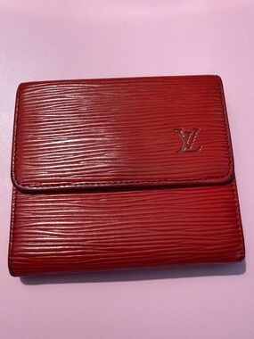 Vintage Louis Vuitton Red Epi Leather trifold Wallet